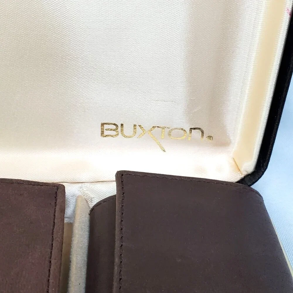 Buxton Natural Brown Mouton Leather Convertible Wallet Set With Keychain Holder